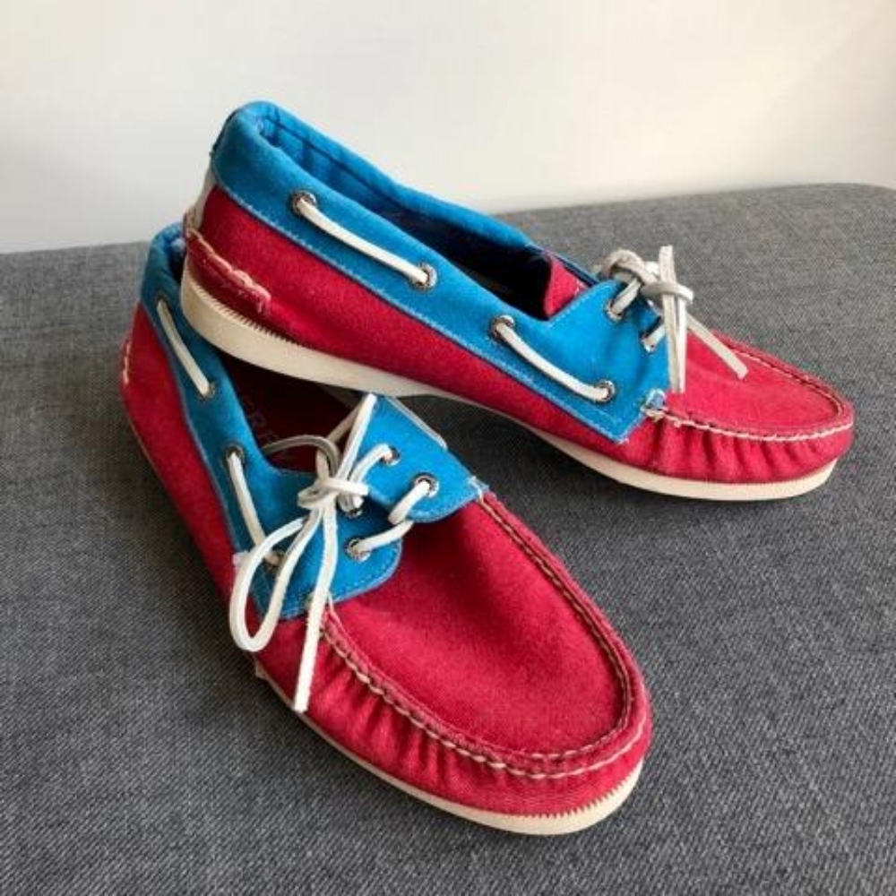 SAMPLE Sperry Top-siders, Red & Blue Canvas | 9M